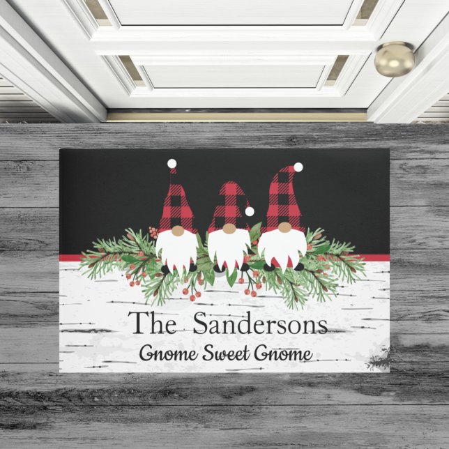 Felpudo Navidades Gnomes Pine Garland Black | Madera asbol (Subido por el creador)