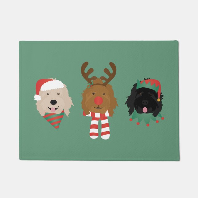 Felpudo Navidades Goldendoodle Dogs (Anverso)