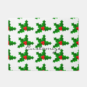 Felpudo Navidades Green y red holly Thunder_Cove
