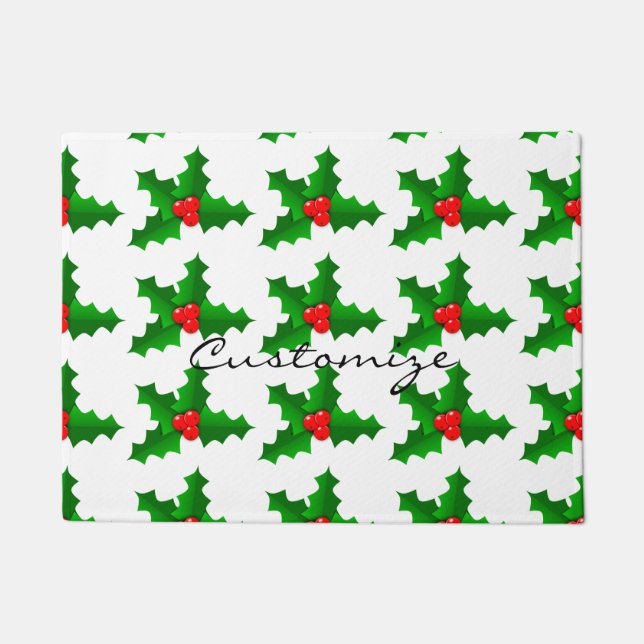 Felpudo Navidades Green y red holly Thunder_Cove (Anverso)