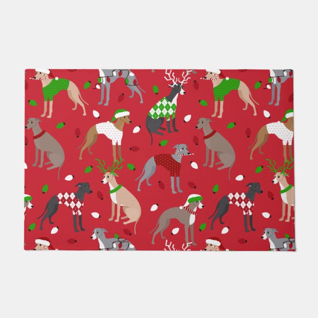 Felpudo Navidades Greyhound Dog (Anverso)