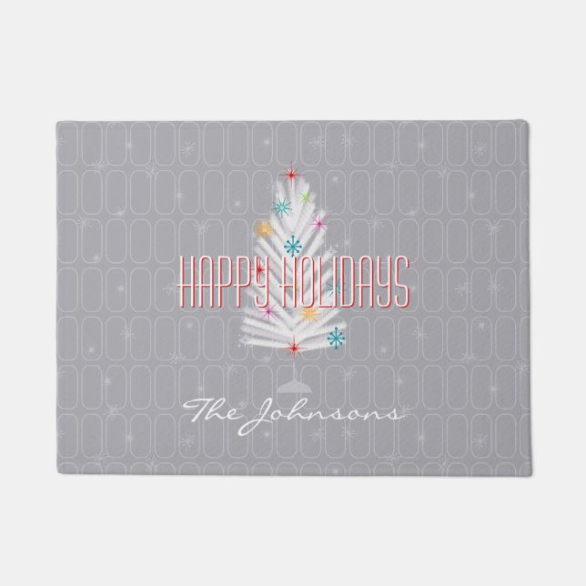 Felpudo Navidades grises del árbol de Navidad del aluminio (Anverso)