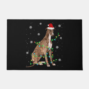 Felpudo navidades grises iluminan lindo santa greyhound