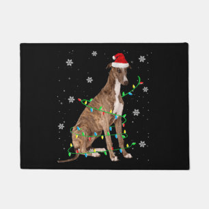 Felpudo navidades grises iluminan lindo santa greyhound