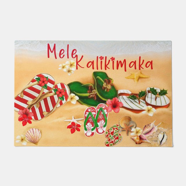 Felpudo Navidades hawaianos Door Mat (Anverso)