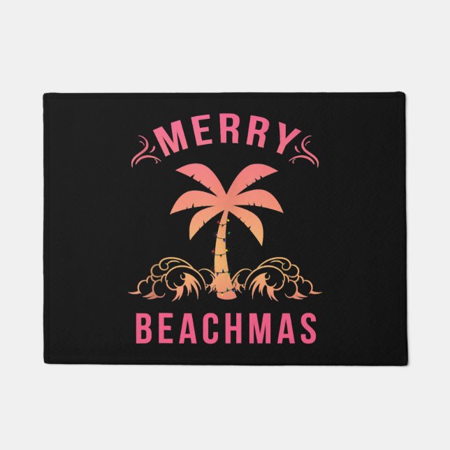 Felpudo Navidades Julio Coastal Beach Merry Beachmas Palm (Anverso)