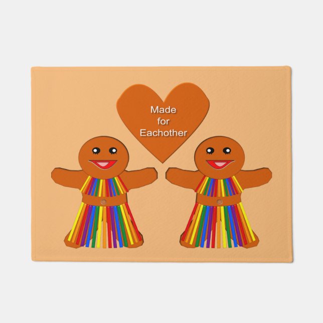 Felpudo Navidades lesbianas Gingerbread Pareja de Damas (Anverso)