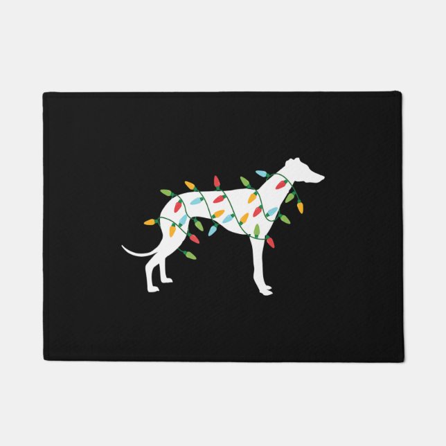 Felpudo Navidades luces greyhound t lindo regalos perro am (Anverso)