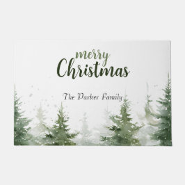 Felpudo Navidades minimalistas acuarela Nieve perenne