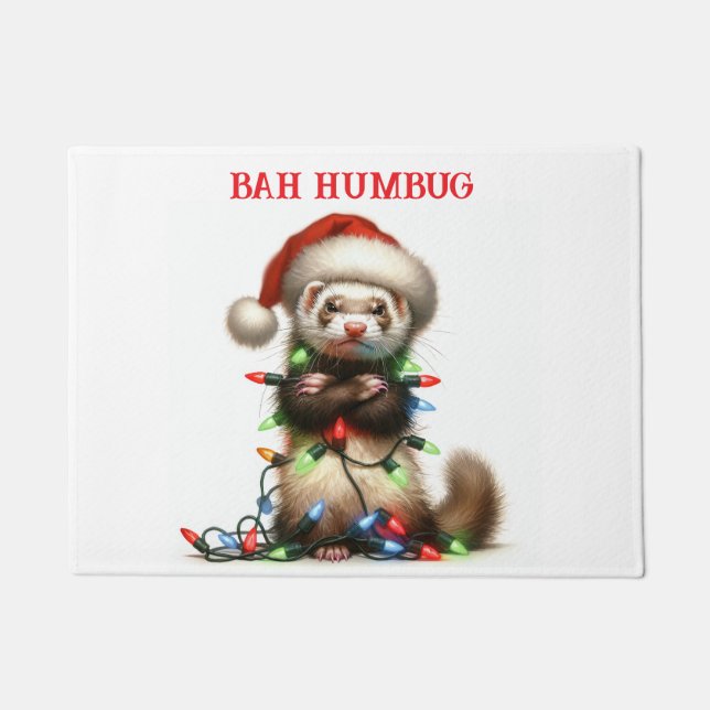 Felpudo Navidades Mischief Ferret enredado (Anverso)