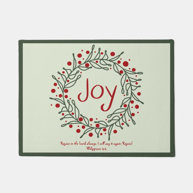 Felpudo Navidades moderados y mínimos Joy Wreath con las e (Anverso)