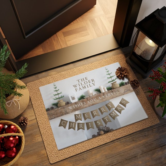 Felpudo Navidades Moderno Scandi Familia Nombre Doormat (A festive and fun doormat for the Holiday Season. Just add your name)