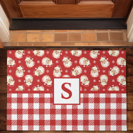 Felpudo Navidades Monogramados de Santa Red Gingham