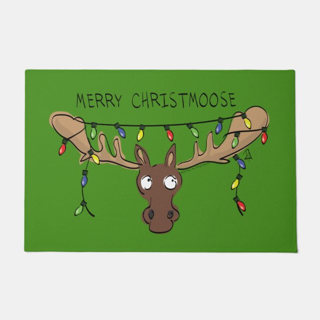 Felpudo Navidades Moose Cute Gracioso Animal de vacaciones (Anverso)