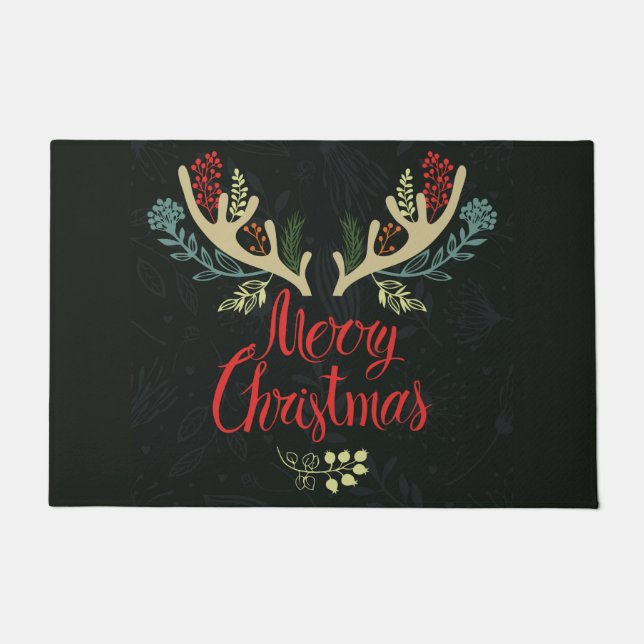 Felpudo Navidades Navidades de Holiday Doormat-Antlers Moo (Anverso)
