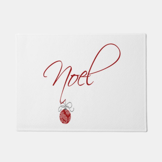 Felpudo Navidades Noel Fancy Font Holiday Ornament Design (Anverso)