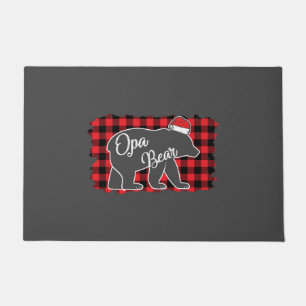Felpudo Navidades Opa Bear Navidades Red Plaid Buffalo Fam