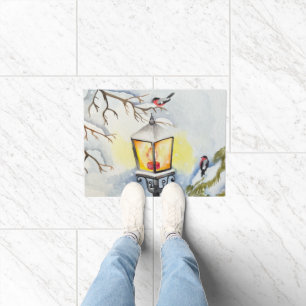 Felpudo Navidades paisaje acuático de invierno