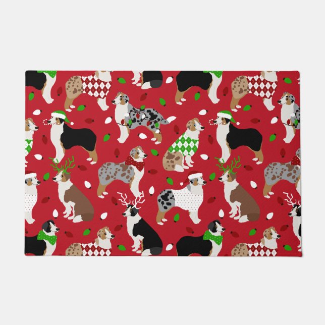 Felpudo Navidades Pastor Australiano (Anverso)