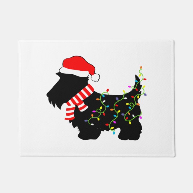 Felpudo Navidades Perro escocés con luces (Anverso)
