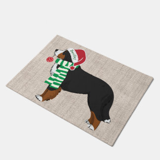 Felpudo Navidades personalizados Bernese Mountain Dog Burl