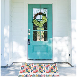 Felpudo Navidades Personalizados de letras de burbujas ret