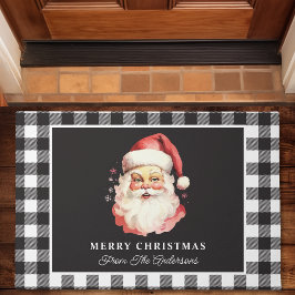 Felpudo Navidades personalizados de Santa Black Gingham