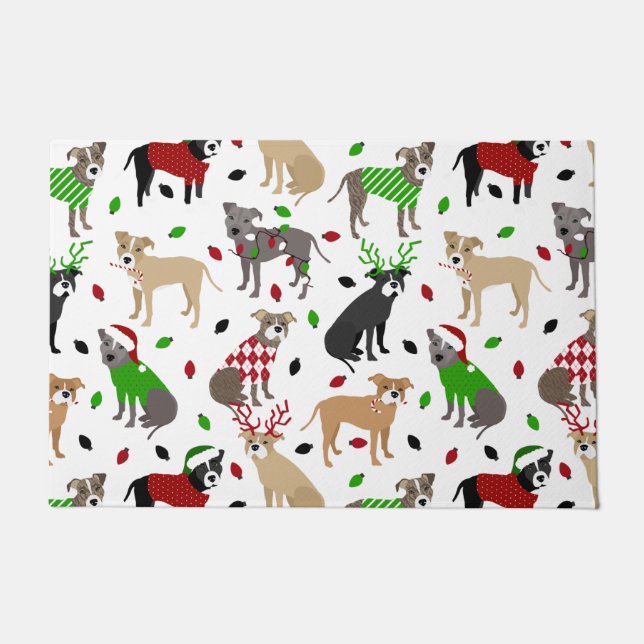 Felpudo Navidades Pitbull Dogs Doormat (Anverso)