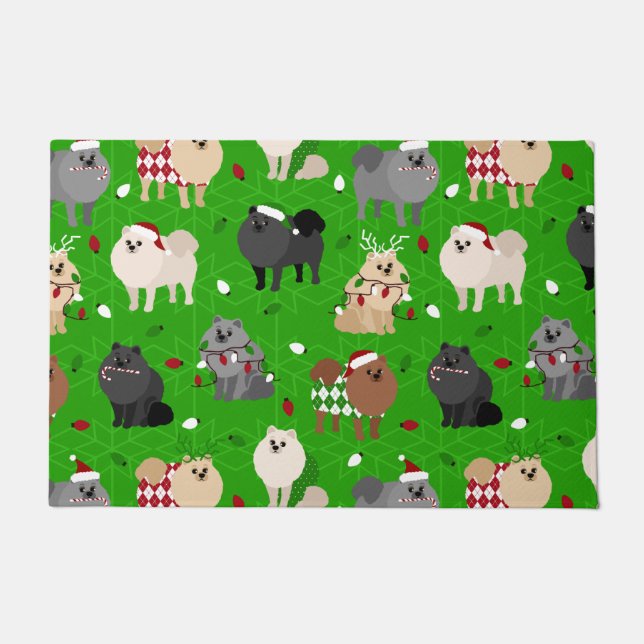 Felpudo Navidades Pomeranians Doormat (Anverso)