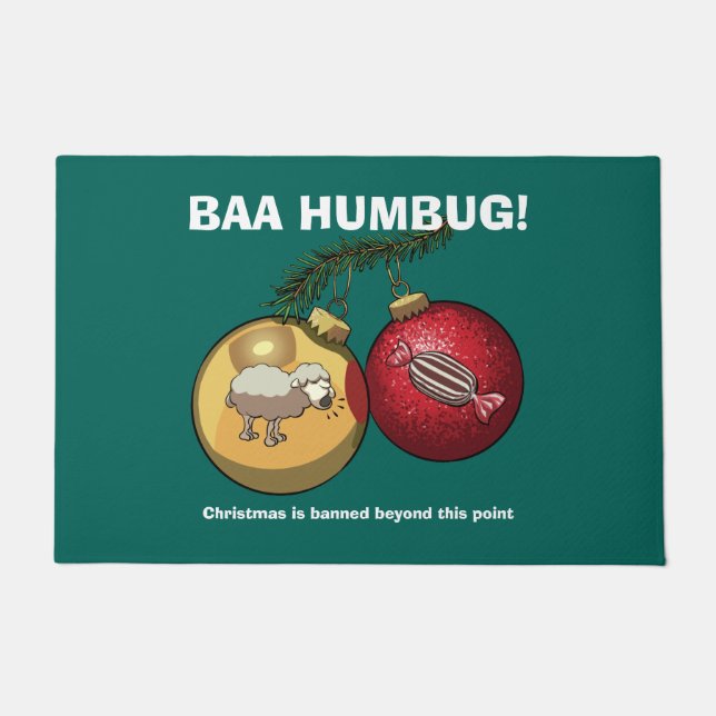 Felpudo Navidades prohibieron a Baa Humbug Sheep Baubles P (Anverso)