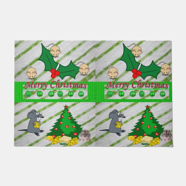 Felpudo Navidades Puerta Mat Feliz Navidad Ratones (Anverso)