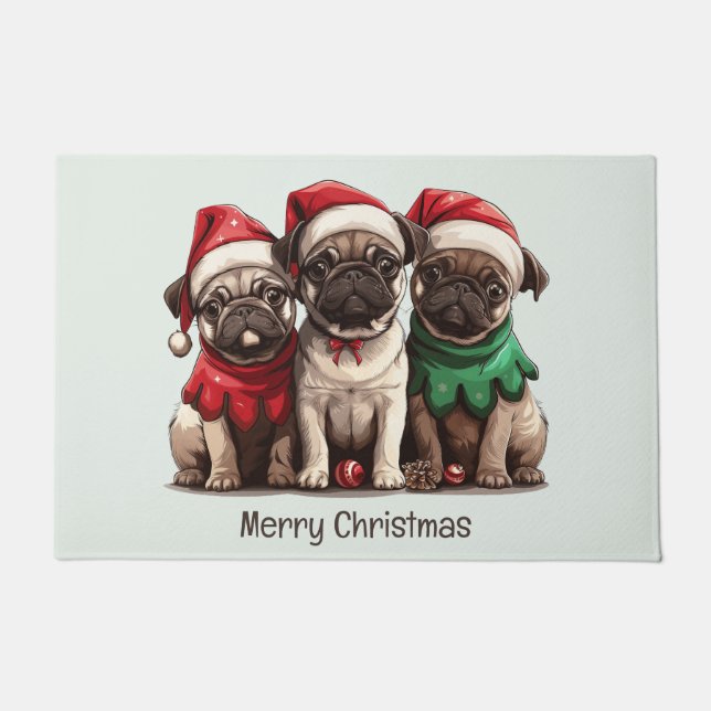 Felpudo Navidades Pug Dogs (Anverso)