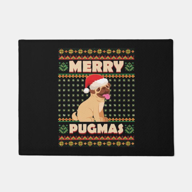 Felpudo Navidades Pug Merry Xmas Dog Life (Anverso)