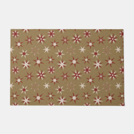 Felpudo Navidades Red Geo Stars - en patrón oro.