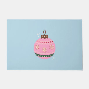 Felpudo Navidades retro bauble vacaciones de perrito azul