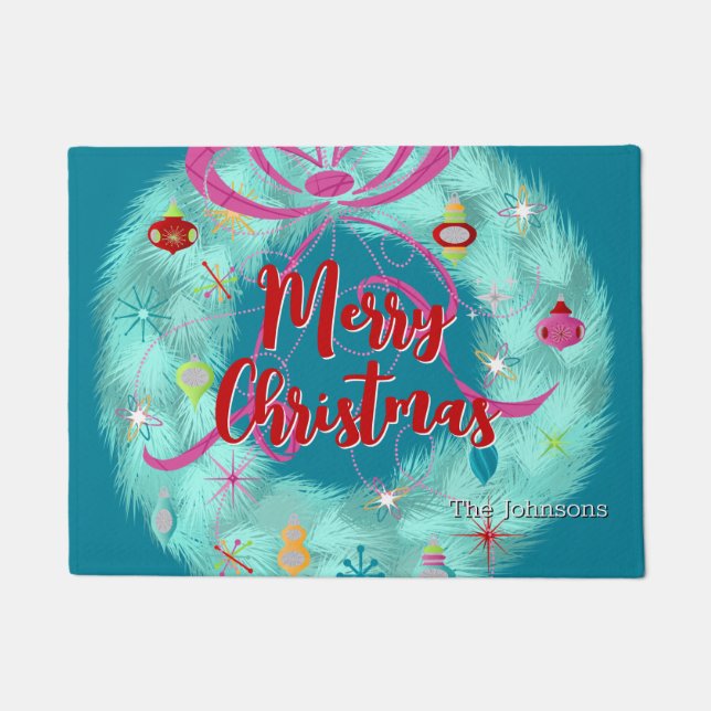 Felpudo Navidades retro de la guerra verde azulada (Anverso)