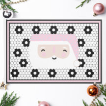 Navidades Retro Santa Black y White Tile