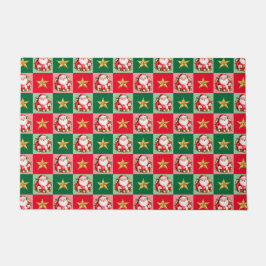 Felpudo Navidades Retro Santa Claus Tartan Plaid