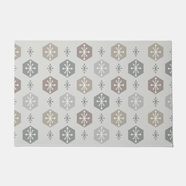 Felpudo Navidades retro Snowflakes Silver Gold (Anverso)