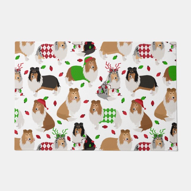 Felpudo Navidades Rough Collie Doormat (Anverso)