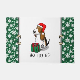 Felpudo Navidades Santa Basset Hound (tri color 1) Cute
