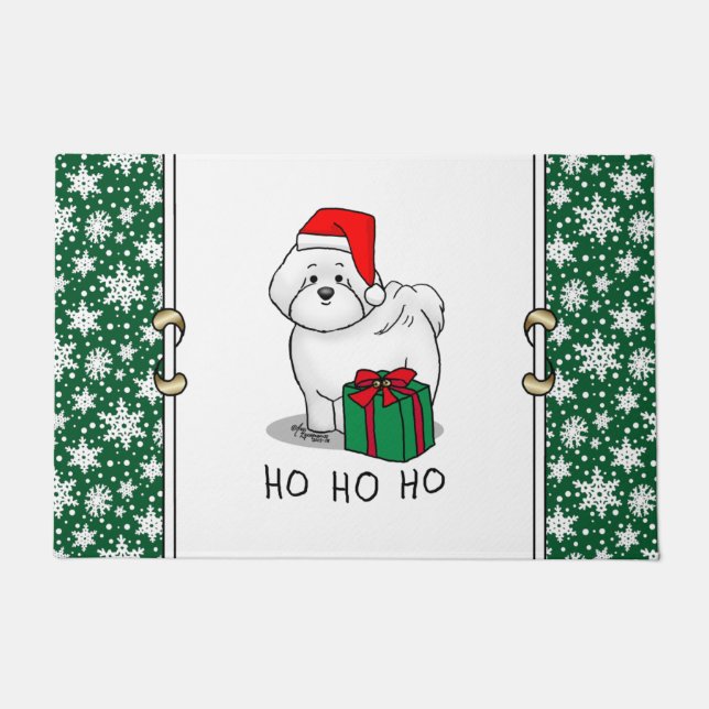 Felpudo Navidades Santa Bichon Frise Dog Cute (Anverso)