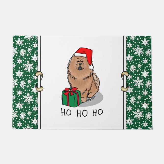 Felpudo Navidades Santa Chow Chow Dog (canela) Cute (Anverso)