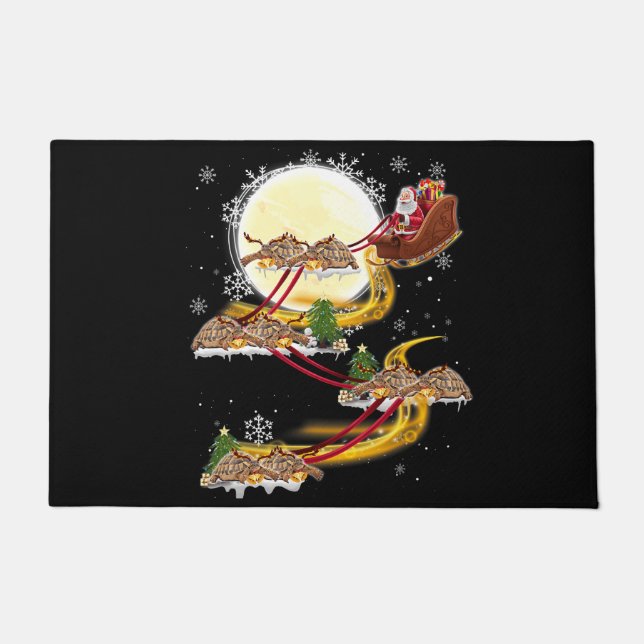 Felpudo Navidades Santa Claus montando tortuga divertida X (Anverso)