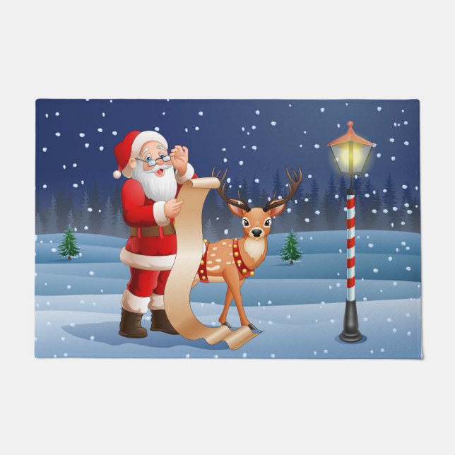 Felpudo Navidades Santa Claus Reindeer Cute Winter (Anverso)