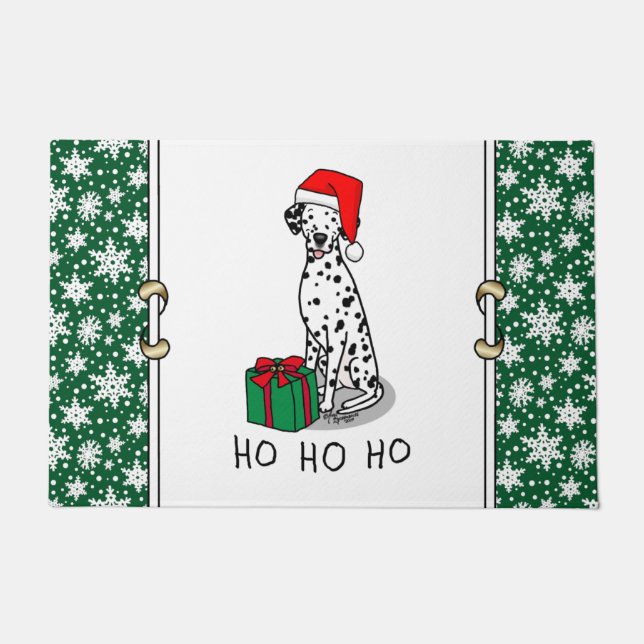 Felpudo Navidades Santa Hat Dalmatian Dog (negro 1) Divers (Anverso)