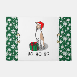Felpudo Navidades Santa Hat Whippet Dog Fawn & white Cute