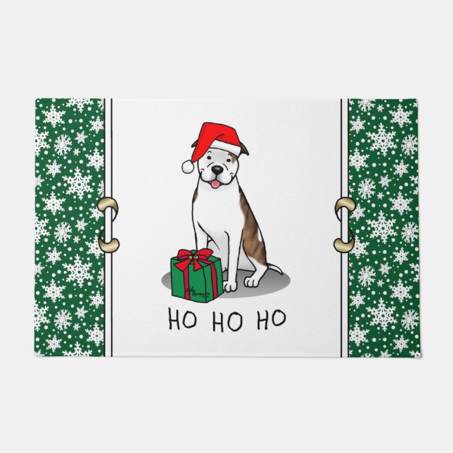 Felpudo Navidades Santa Pit Bull (izquierda romano le whit (Anverso)