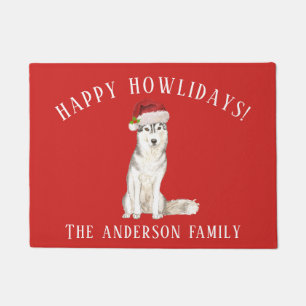Felpudo Navidades Siberian Husky Dog Happy Howlidays