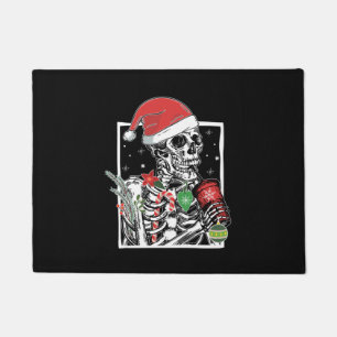Felpudo Navidades Skeleton Sonriente Skull Bebiendo café S